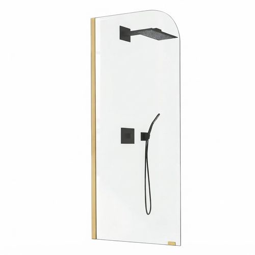 34" W x 74" H Fixed Glass Shower Panel, Brushed Gold