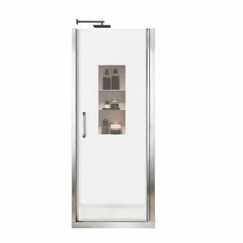 Frameless Shower Door, 30-31.5" x 76" Pivot Swing Shower Door, Chrome
