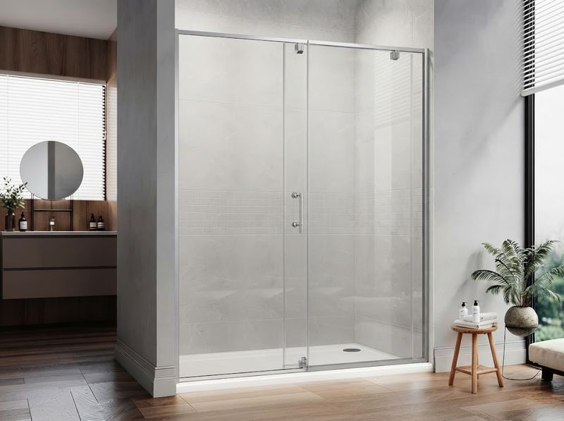 38-42" W x 74" H Pivot Glass Shower Door, Chrome