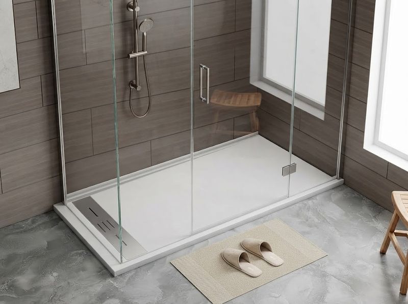 60" x 32" Zero Threshold Shower Pan with Reversible Install, White