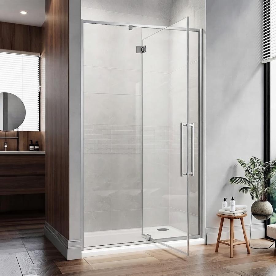 38-42" W x 74" H Pivot Glass Shower Door, Chrome