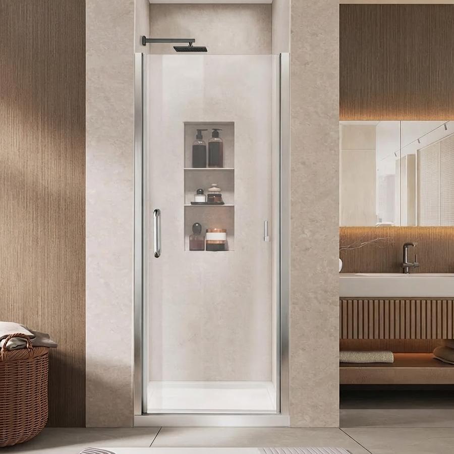 Frameless Shower Door, 30-31.5" x 76" Pivot Swing Shower Door, Chrome